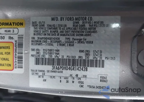 2016 Ford Fusion Se z USA, uszkodzony, nr VIN 3FA6P0HD4GR142428